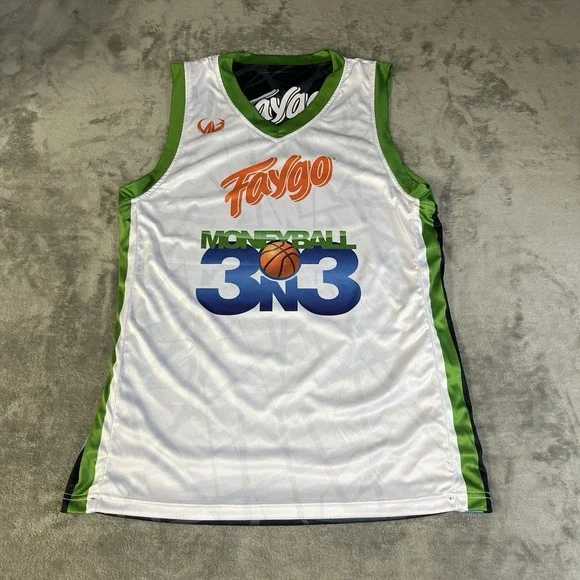 Moneyball Sportswear Faygo 3 On 3 Basketball Jersey L Reversible White Black - Picture 6 of 8